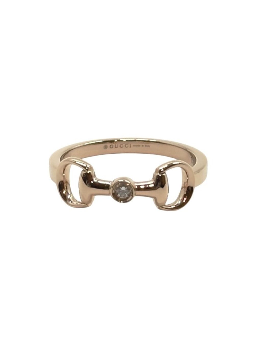 Gucci Horsebit 18k Pink Gold Diamond Ring